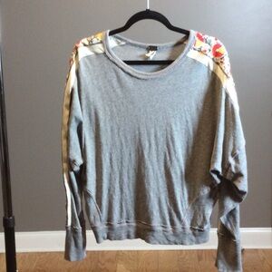 M We The Free Gray Sweatshirt with Boho Floral Accents